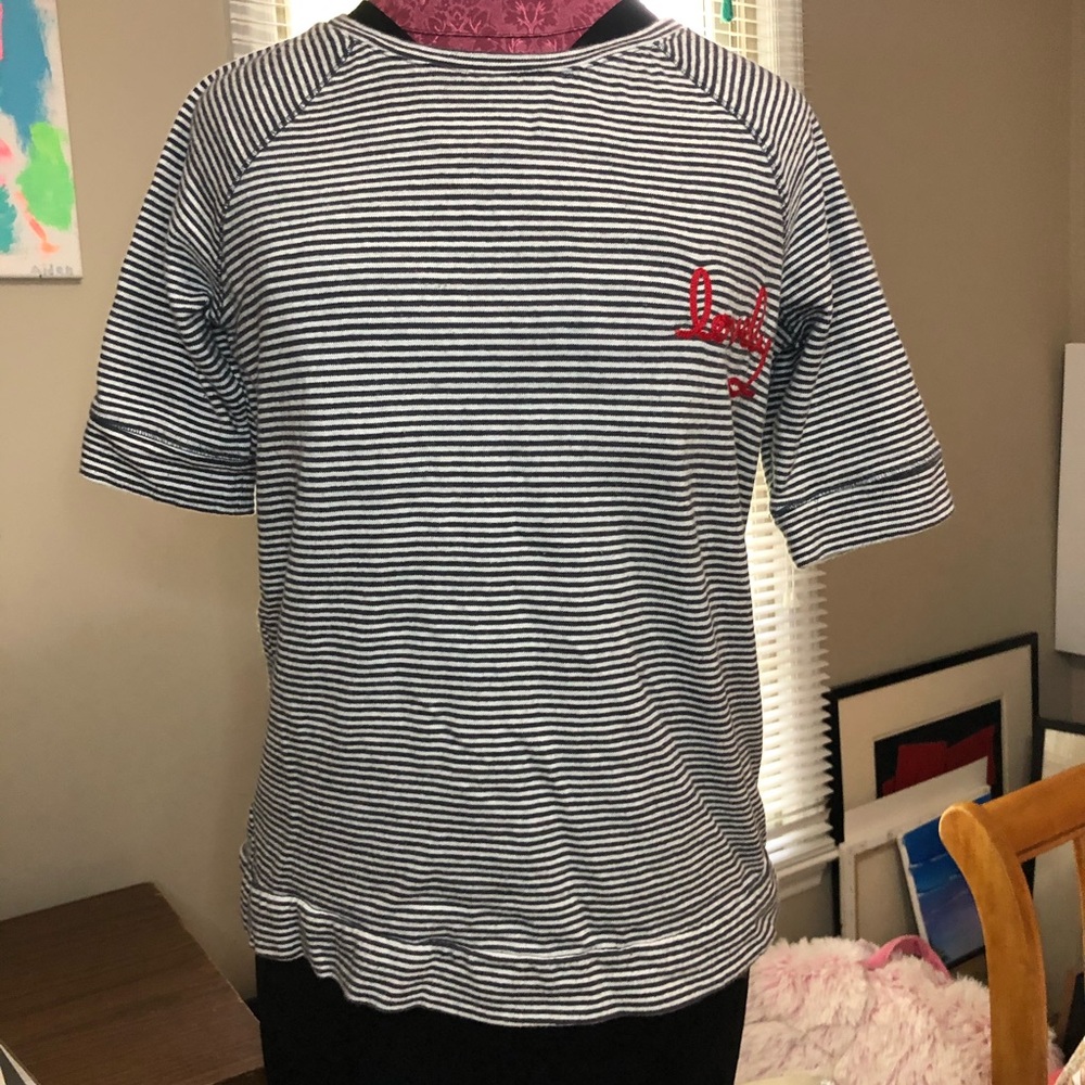 Loft navy & white striped shirt